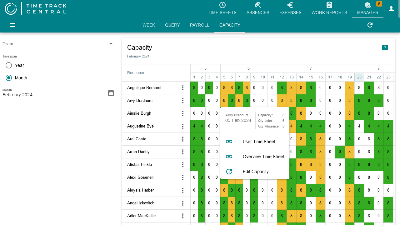 Capacity editor